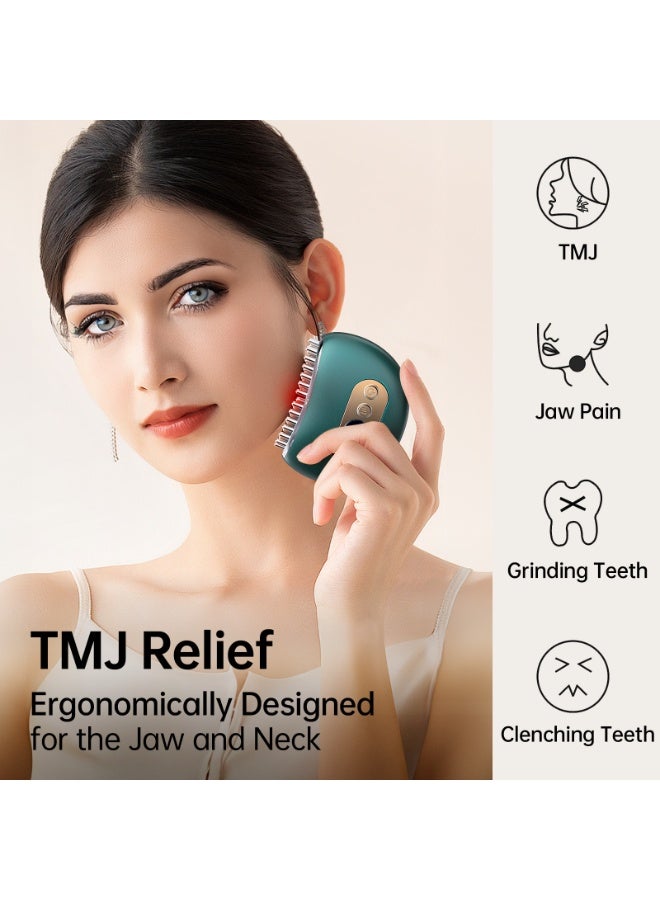 آيسيلي منتجات تخفيف آلام مفصل الفك والفك، جهاز تدليك 3 في 1 لتخفيف آلام الفك والرقبة، مزود بخاصية الاهتزاز والتدفئة ووضع بلس، تصميم مريح متعدد الإبر لتخفيف آلام الفك والرقبة، وتخفيف صرير الأسنان والضغط عليها، لون أخضر - Image 3